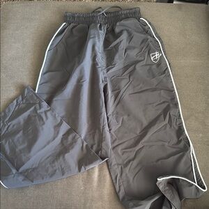 Gray Track Pants with White Trim